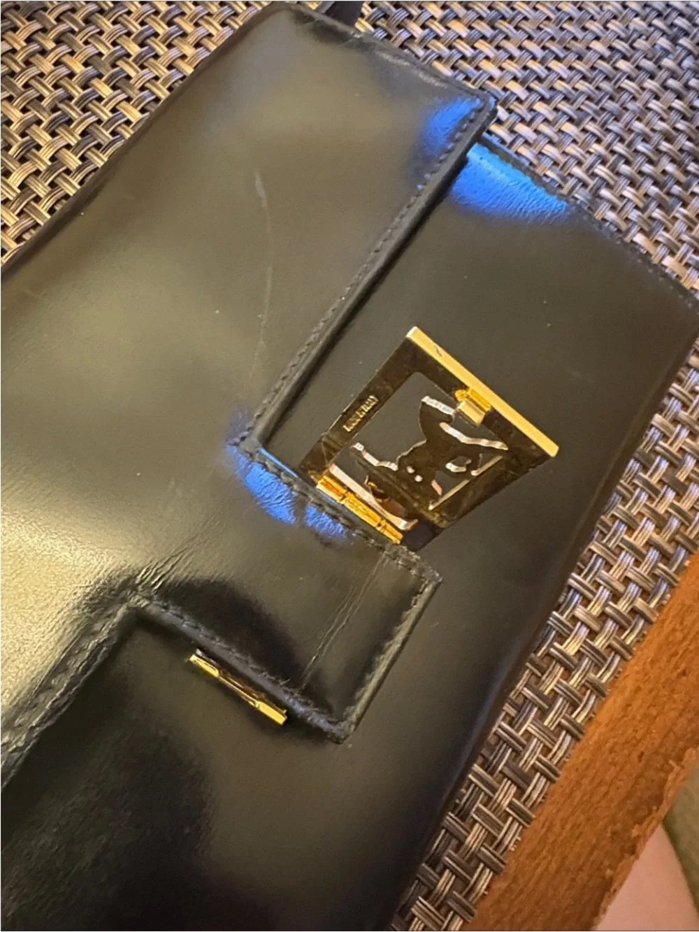Celine Black Horse Carriage Leather Shoulder Bag with adjustable strap